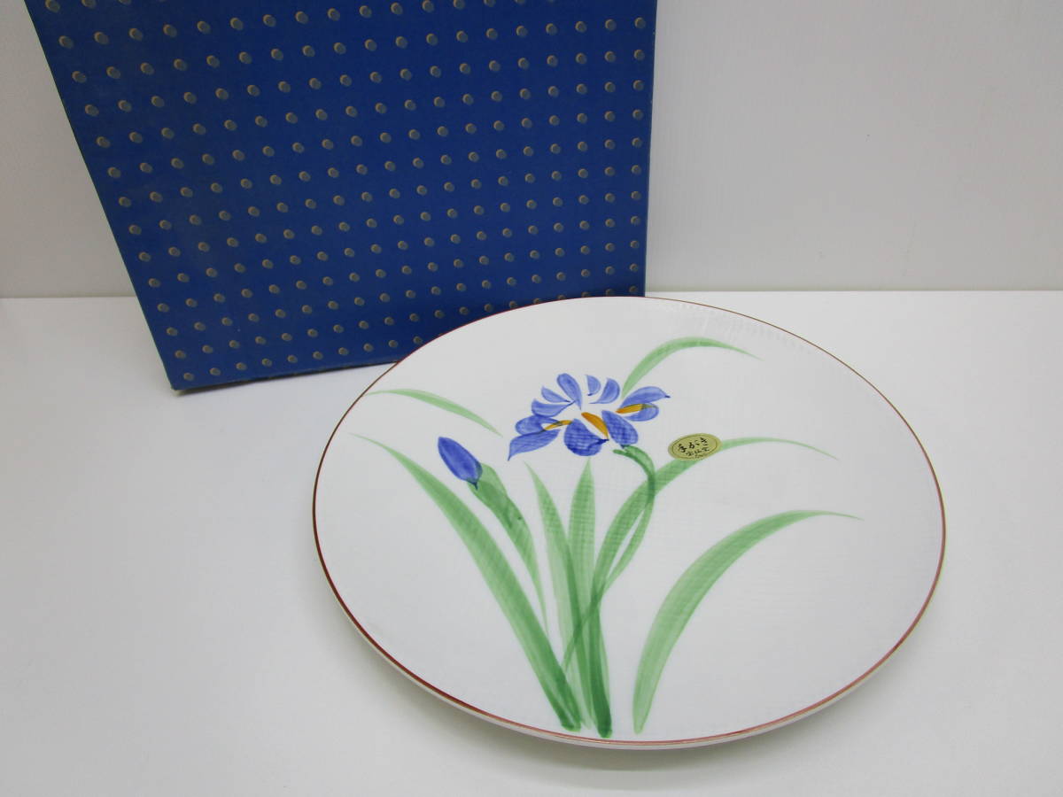 E544★Hosengama Hand-painted Large Plate Φ36.5cm★Unused, Japanese tableware, dish, platter