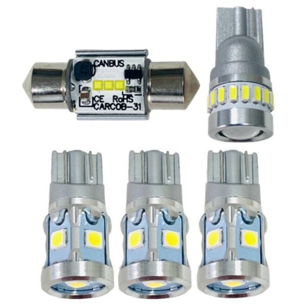L275/285S ミラ T10 LED ルームランプ 5点セット 車内灯 ウェッジ球 電球 ホワイト ナンバー灯