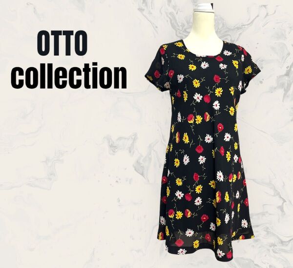 【OTTO collection】花柄　レトロ調　Aライン　ロングワンピース