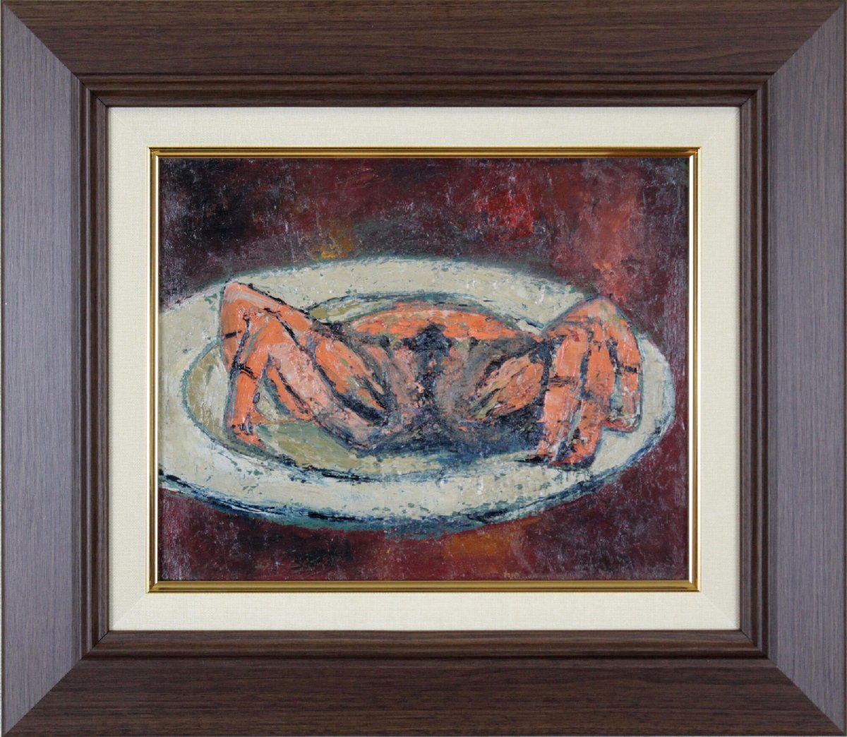 Pintura al óleo de cangrejo Morimoto Saburo [Auténtica garantizada] Pintura - Galería Hokkaido, Cuadro, Pintura al óleo, Naturaleza muerta