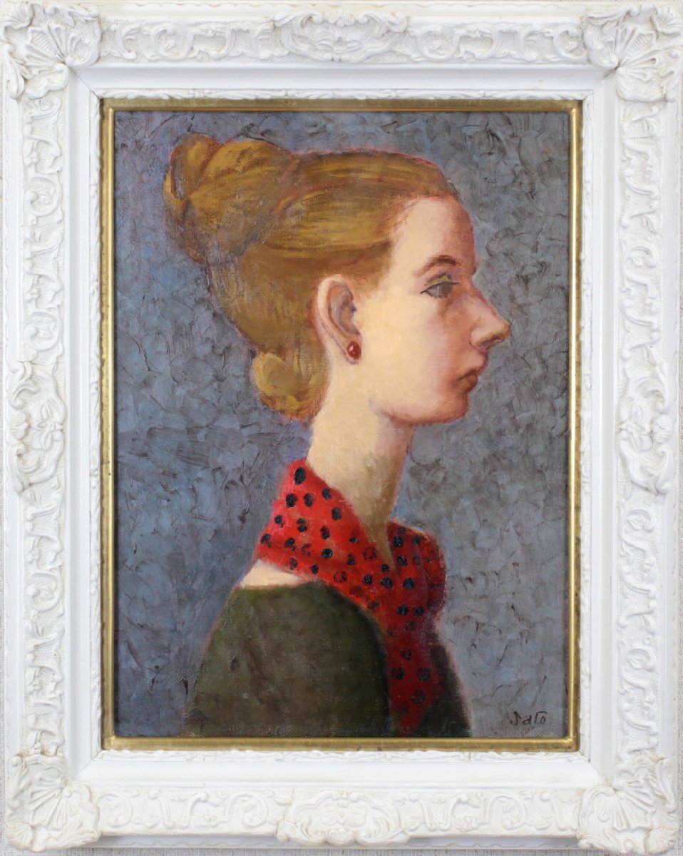 Shinichi Sato Sideways Girl Oil Painting [Authentic Guaranteed] Painting - Hokkaido Gallery, Painting, Oil painting, Portraits