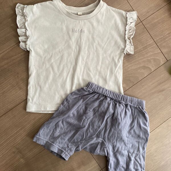 フリル上下 90cm 半袖Tシャツ ショートパンツ