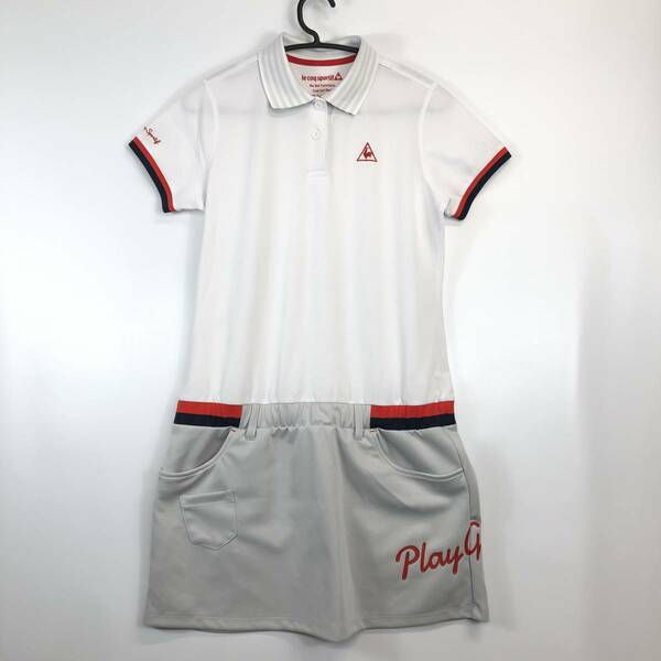 le coq sportif GOLF ルコックスポルティフゴルフコレクション ワンピース QGWPJJ01 ホワイト グレー Lサイズ