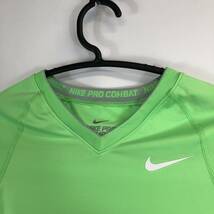 NIKE PRO COMBAT ナイキ プロコンバット インナーコンプレッションTシャツ レディースMサイズ 黄緑 395214_画像2