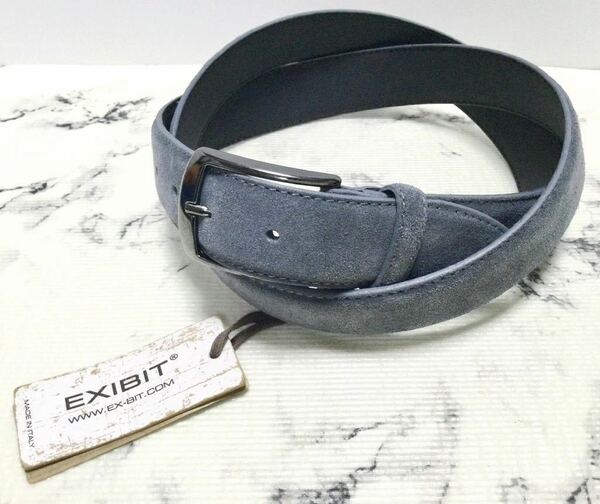 〜5/7◆ 新品「EXIBIT」“CN226W01/CINTURA” スウェード×レザーベルト Grigio-SC.862 SIZE:50/全長123.0cm×幅3.4cm イタリア製