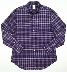 8.5@ 美品「e’lento RING JACKET」チェック柄 オープンカラー 長袖 コットンフランネルシャツ SIZE:L 日本製