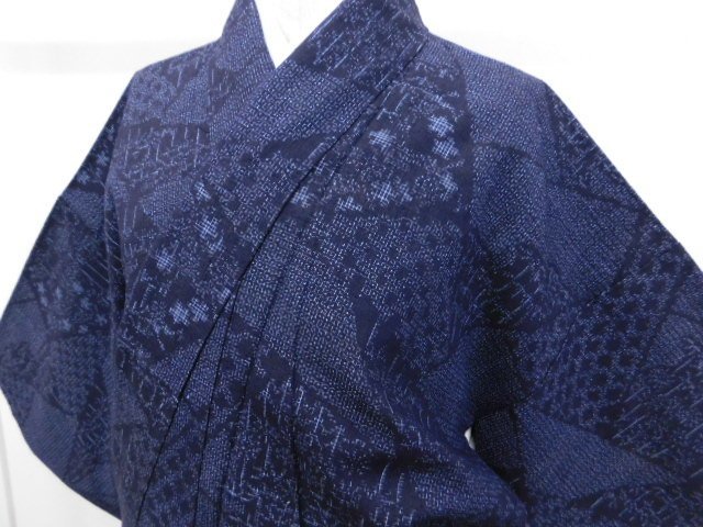 楽布〕P17510 本物文化財百亀甲の結城紬袷未使用仕立て上がり品c