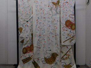 Art hand Auction [Специальный выбор Rakufu] P18370 Ручная роспись Yuzen Furisode на подкладке, большой размер bk, мода, Женское кимоно, кимоно, Кимоно с длинными рукавами