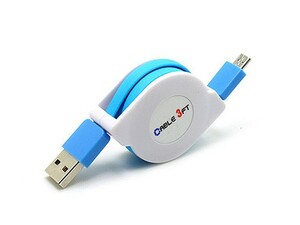 USBケーブル 巻き取り 伸縮タイプ MICRO USB TO USB 充電 データ転送 カラフル SP版#3メートル#ブルー