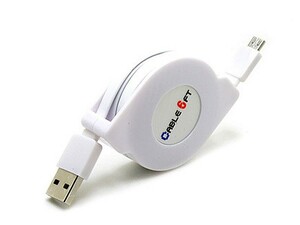 USBケーブル 巻き取り 伸縮タイプ MICRO USB TO USB 充電 データ転送 カラフル SP版#1メートル#ホワイト