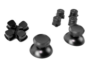 PS4用 コントローラー 交換用パーツ 金属製 ボタンセット ブレットボタン 7点セット#ブラック