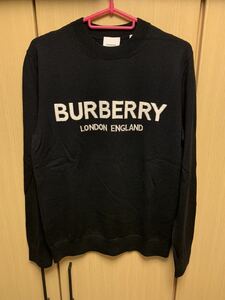 正規 21SS BURBERRY LONDON ENGLAND バーバリー ロンドン Riccardo Tisci リカルド ティッシ 胸 ロゴ ニット 黒 XS ITPAISRL1OSI 8051128