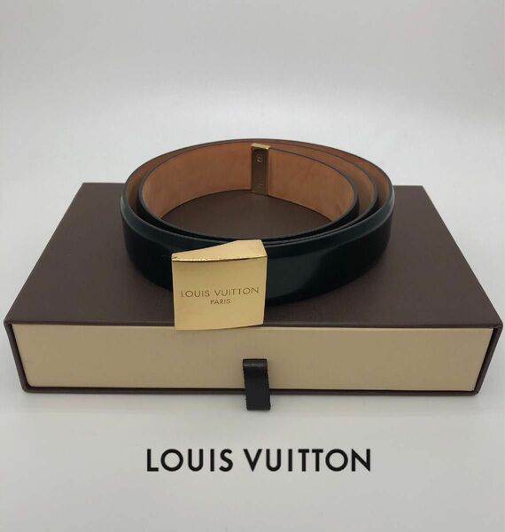 LOUIS VUITTON ルイヴィトン　ベルト サンチュール キャレ ブラウンxゴールド