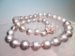 *SILVER large grain .ba lock pearl 8mm~1,2cm. necklace case attaching 