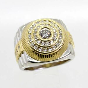 ◎中古美品◎プラチナ，１８金　ダイヤ　0.48ct　0.98ｃｔ　メンズリング　19.5号