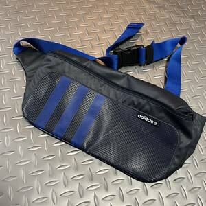  the US armed forces discharge goods Okinawa ADIDAS body bag waist bag belt bag blue (INV YZ54)