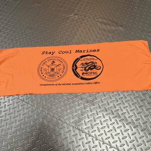 米軍放出品 沖縄　STAY COOL MARINE COOLING TOWEL タオル アウトドア トレーニング ランニング オレンジ　(INV YZ77)