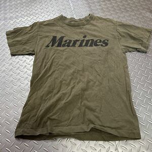 US 米軍放出品　米軍実物　沖縄　Tシャツ　MARINE OD おしゃれ　(INV H33)