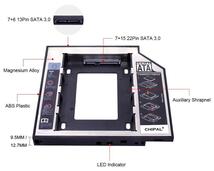 Chipal 2nd hddキャディー 12.7 ミリメートル 9.5 ミリメートルsata 3.0 2.5 ''hdハードディスクドライブのエンクロージャssdケースボック_画像2