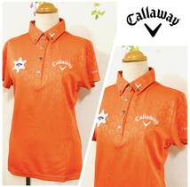 未使用　Callawey キャロウェイ　馬蹄＆ボタンダウンデザイン　半袖ウェア　オレンジ　レディースL　Callawey＆Vマーク_画像2