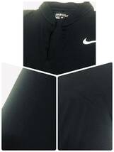 NIKE GOLF　ナイキゴルフ　DRY-FIT　お洒落なネックライン　半そでシャツ　ブラック　レディースL　薄手　ツアーモデル_画像6