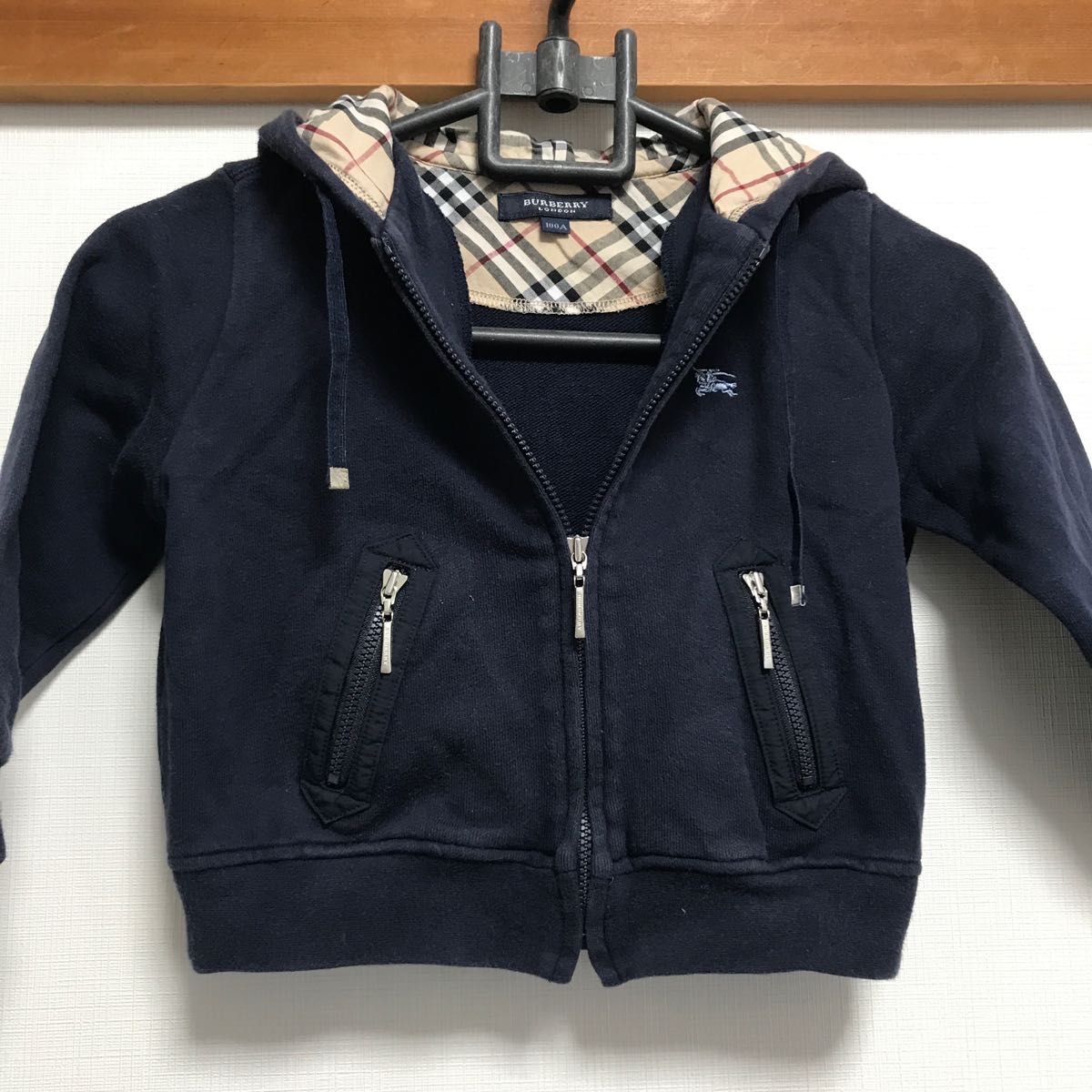 廃番品】バーバリーチェックフードパーカー ブルゾン ベビー キッズ 80
