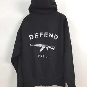 DEFEND PARIS/ディフェンド パリス パーカー バックロゴ 裏起毛 コットン ブラック サイズM メンズ