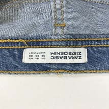 ZARA BASIC/ザラベーシック クラッシュデニムパンツ ダメージジーンズ コットン ブルー USAサイズ6 レディース　スキニーカットオフ_画像9