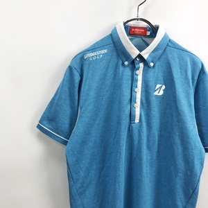 BRIDGESTONE/ブリヂストンゴルフ 半袖ポロシャツ ロゴ刺繍 ライトブルー サイズM