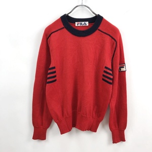  Vintage *FILA/ filler длинный рукав вязаный свитер шерсть 100% красный размер неизвестен женский 