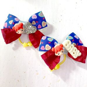 225 ハンドメイド ヘアゴム キッズ リボン ゆめかわ ボルドー 2個
