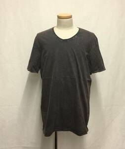 #65_0100 送料無料 【Ouky オーキー】 VINTAGE WASHED 半袖 Tシャツ Vネック ユニセックス サビ柄 濃紺＆茶色 XLサイズ シンプル