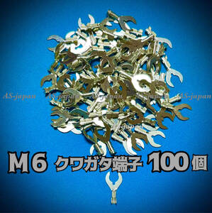 M6 クワガタ端子（アース端子）100個セット 銀端子 ギボシ