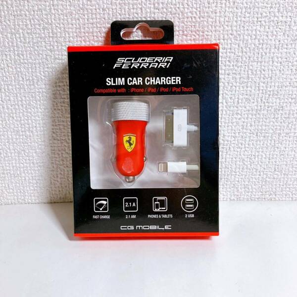 フェラーリ iPhone iPad iPod カーチャージャー　車用充電器　【Ferrari】シガーソケット 2ポートUSB