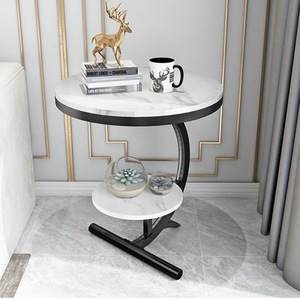 人気美品 北欧風コーヒーテーブル 丸型テーブル 大理石製 ソファサイドシェルフ ベッドサイドシェルフ リビング 寝室用テーブル