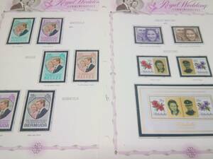  英国/英連邦：1973発行 Royal Wedding 記念切手コレクション、専用リーフにハウイド整理＝73種完、未使用ヒンジ無し美品