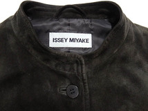 ISSEY MIYAKE イッセイミヤケ 山羊革 ゴートスキン スタンドカラー デザイン 3 ポケット ジャケット ブルゾン こげ茶 ブラウン サイズ L 90_画像3