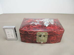 B035*韓国漆器*　鳥葡萄文　小型ジュエリーケース　1点　/小物入れ宝石箱