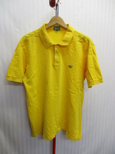 アディダス　90sヴィンテージ　トレフォイルポロシャツ　メンズLL XL　黄　イエローシャツ　三つ葉ロゴシャツ　半袖シャツ　04042