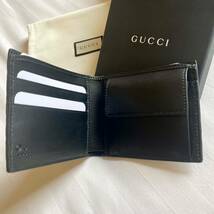 【新品】GUCCI グッチ マイクロGGシマ 二つ折り財布 小銭入れ付き 2つ折り財布 折財布 グッチシマ グッチメンズ 黒 ブラック_画像3