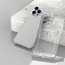 iphone 12Pro Max用ケース 6.7インチ 耐久耐衝撃透明TPU材質 エアクッション構造 衝撃吸収 ワイヤレス充電対応 レンズ保護 背面カード収納_画像3
