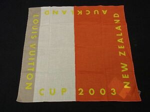 ■新品■未使用■ LOUIS VUITTON ルイヴィトンカップ 2003年限定 コットン100％ スカーフ ハンカチーフ オレンジ系 AI8888QZ