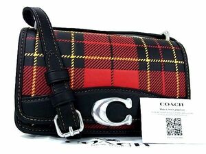 ■新品■未使用■ COACH コーチ CG178 レザー チェック柄 ショルダーバッグ ポシェット 斜め掛け 肩掛け レディース レッド系 AI9217アZ