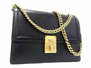 ■極美品■ COACH コーチ 88342 ハットン レザー チェーン ターンロック クロスボディ ショルダーバッグ レディース ブラック系 AK3609キk