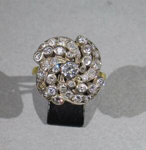 * antique 18KYG. European * cut diamond ring 20 century the first period about 