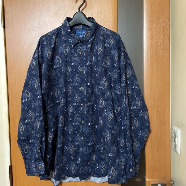 希少 coca購入『TOWN CRAFT 』90s VINTAGEペイズリー総柄L/Sシャツ タウンクラフト XL ヴィンテージ 古着 長袖シャツ