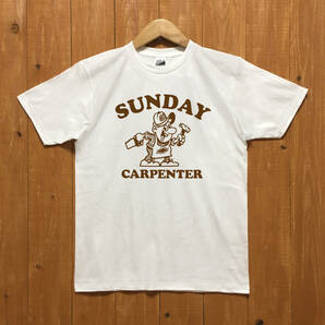 ■ SUNDAY CARPENTER Tシャツ■XLサイズ（ホワイトxブラウン）の画像1