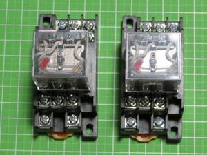 リレー2個セット　AC220Vコイル　DINレールソケット付き　表示灯　3回路　10A/DC28V/AC250V