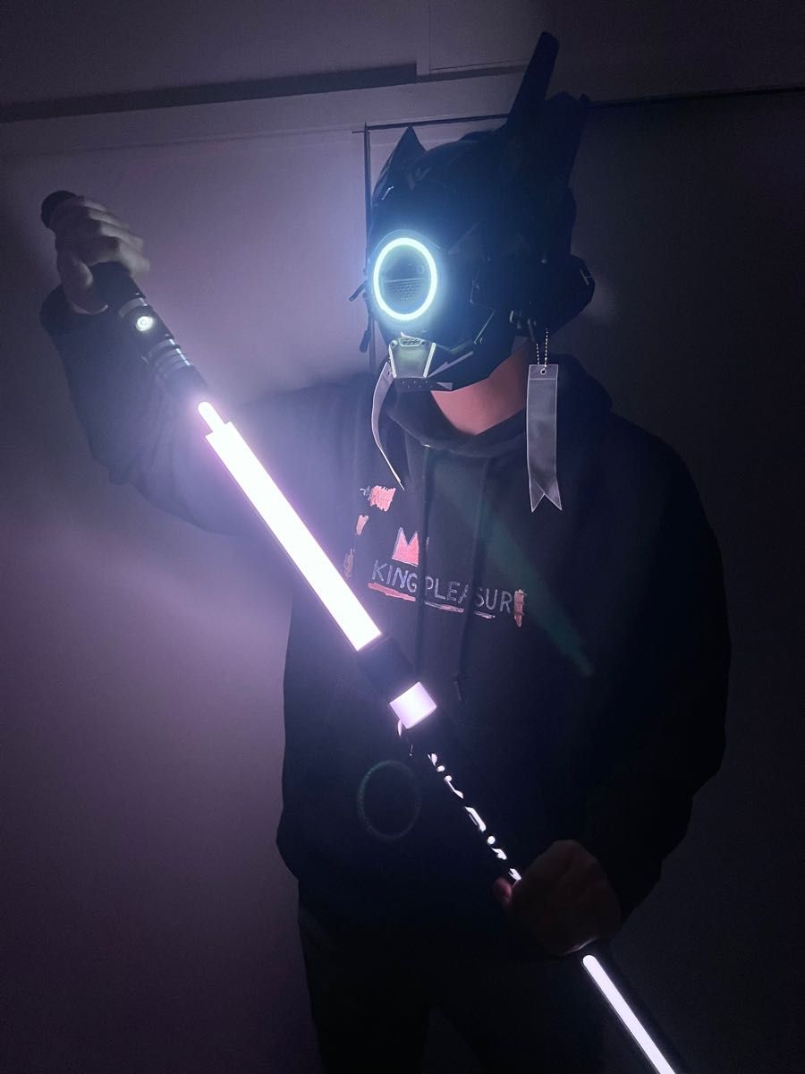 サイバーパンク風 フェースマスク ホワイト LED cosplay用|PayPayフリマ