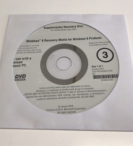 2YXS101★中古品★Lenovo Supplemental Recovery Disc　Windows8 For X240s X240 Type 20AJ